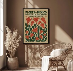 Flores De Mexico Wall Art, Mexican Folk Art Print, Vintage Botanical Poster