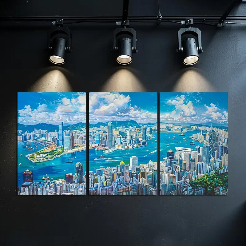 3pcs Panoramic View of Hong Kong’s Skyline Canvas Unframed