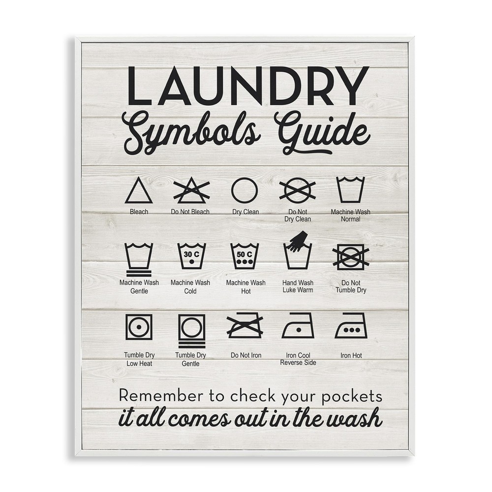 Stupell Industries Laundry Symbols Guide Typography, 16 x 20, Beige 16L» x 20W»