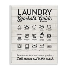 Stupell Industries Laundry Symbols Guide Typography, 16 x 20, Beige 16L» x 20W»