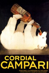 CORDIAL CAMPARI WHITE BEAR DRINKING ALCOHOL ITALIA ITALY VINTAGE POSTER REPRO