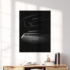 Porsche GT3 Rear View Vintage Black and White Sports Cars Wall Art Poster Print