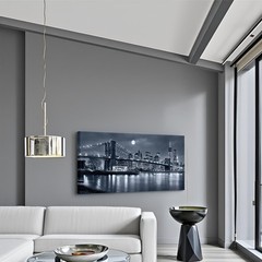 LevvArts Brooklyn Bridge Wall Art Moon Night New York City Picture Print on C…