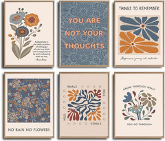 6 Mental Health Posters Bohemian Style Motivational Psychology Wall Decor Pic…