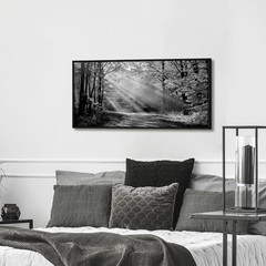 Black and White Forest Sunset Canvas Art for Bedroom and Living Room Decor
