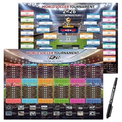 Large World Cup Tournament Schedule Poster, A2 Size23.3″ x 16.5″, 2 Pcs Socce…
