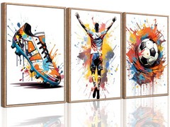 VeeFeng 3Pcs Graffiti Soccer Wall Art Sneakers Posters Wall Decor Prints Pict…