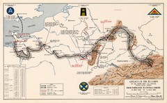 1945 Map Advance of the XV Corps of the 3rd, 1st and 7th US Armies Military War