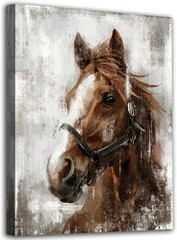 Rustic Brown Horse Canvas Art – Quality Vintage Wall Decoration