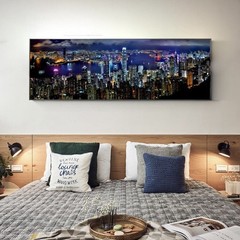 Hong Kong City Night View Painting Canvas Wall Art Canvas Painting Wall Picture