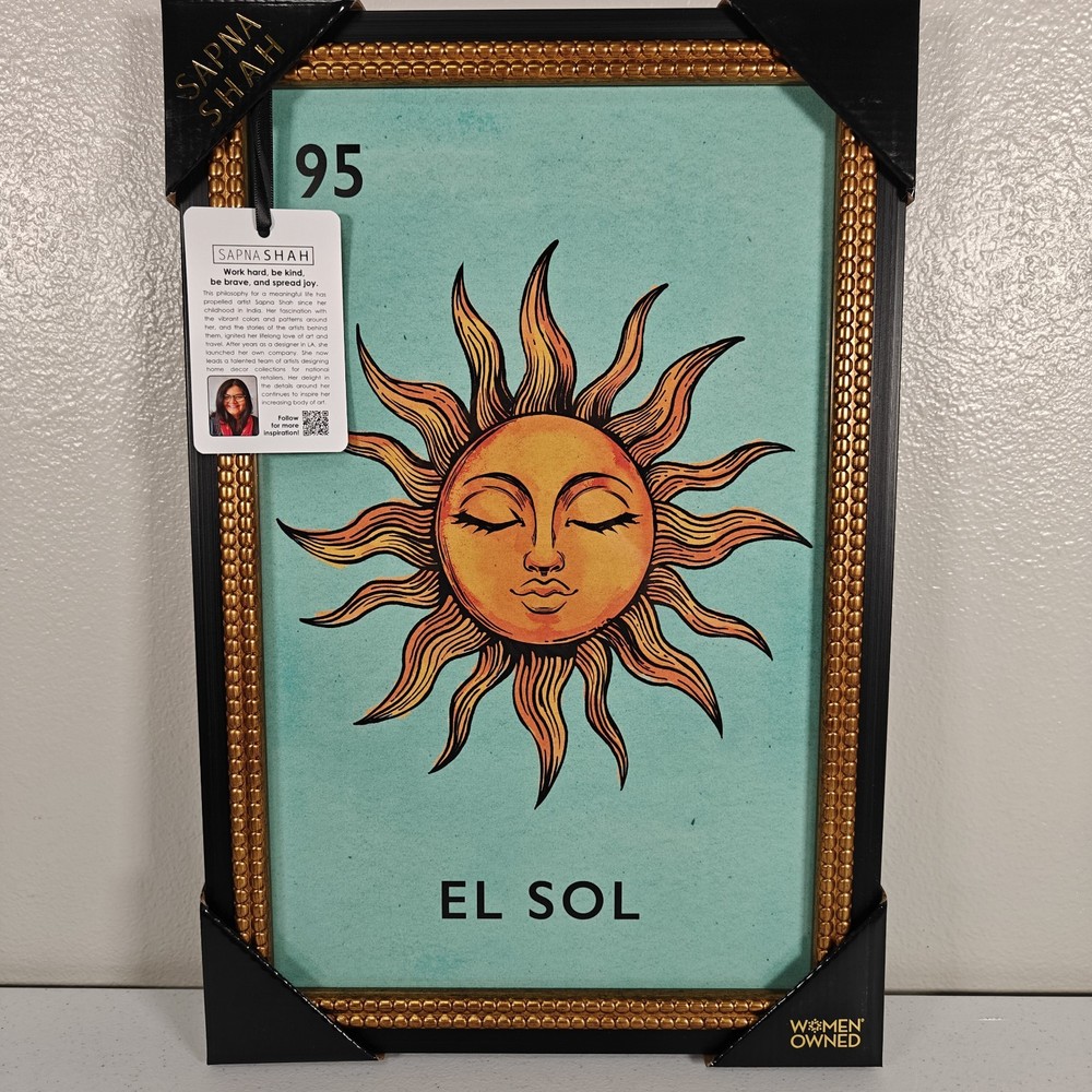 #95 Loteria El Sol sun Wall Art By Sapna Shah 12 X 18 Inches Print Brand New