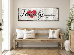 Family Is Everything Canvas Wall Art Framed Rustic Farmhouse Home Decor
