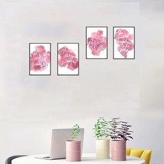 Set of 4 Framed Motivational Quotes – Pink Canvas for Women’s Rooms & Home Decor