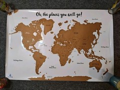 Gold Scratch off Water Color Map of the World Travel Wall Poster Large 16 x 24