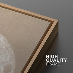 Wall26 Beige Toned Lunar Canvas Print Full Moon Realism Framed Wall Art
