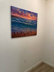 Surf Art Decor «Party Wave» Oil Painting Style Stretched Canvas Print
