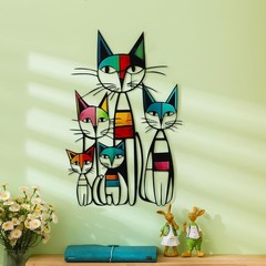 Colorful Iron Cat Wall Art – 10.6×15.7 in, Perfect for Cat Lovers’ Homes
