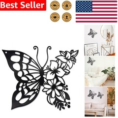 Metal Butterfly Wall Art Boho Decor Black Medium Hanging Flower Garden