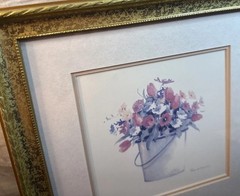 VTG Essex Fine Art Floral Gold Ornate Framed Watercolor Cottage Farmhouse Decor