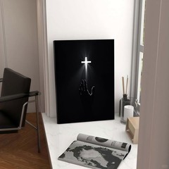 Christian Canvas Wall Art Hand Reaching to Cross Faith Religious Decor 12 X 16″