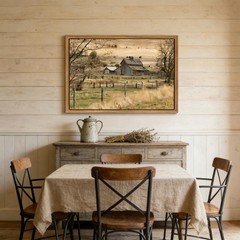 Framed Rustic Farmhouse Canvas Wall Art Vintage Barn picture Wall Decor Count…