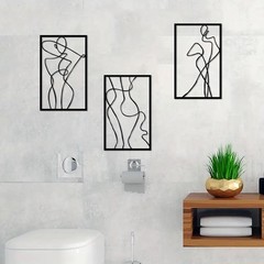 3Pcs 15.7×9.8in Metal Minimalist Abstract Woman Wall Art, Line Drawing Wall Art