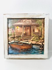 LED lighted Canvas Wall or Tabletop Picture Art The Marina. Battery Powered