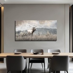 Large Bull Elk Wall Art, Deer Wildlife Canvas Print, Rustic Modern Farmhouse …