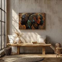 Abstract African Faces Canvas, Tribal Wall Art, Modern African Home Decor