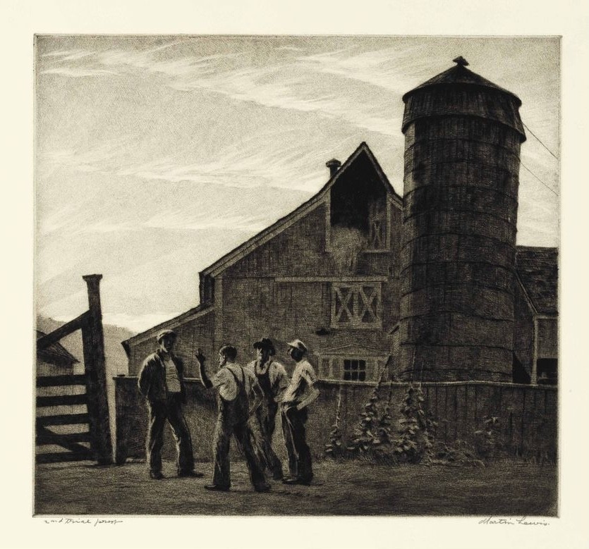 Martin Lewis : Politics : Etching of Men in Conversation Print 1927