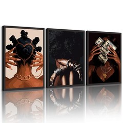 Trendy Black Girl Wall Art African American Women Pictures Wall Decor Fashion Bl