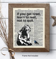 Banksy Rest Don’t Quit – Unframed Dictionary Wall Art Print – Makes a Great Gift