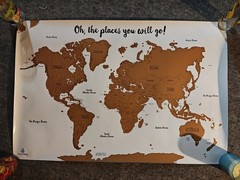 Gold Scratch off Water Color Map of the World Travel Wall Poster Large 16 x 24