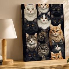 Diverse Cats Close Up Portraits Canvas Wall Art Cat Lover Gift Home Decor Print