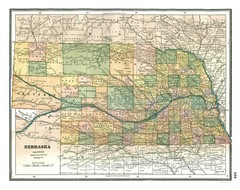 Historic State Map – Nebraska – Johnson 1888 – Vintage Wall Art