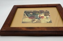 Vintage Christmas🎄SANTA MAKING TOYS FRAMED ART Rocking Horse GUC Cute Holiday