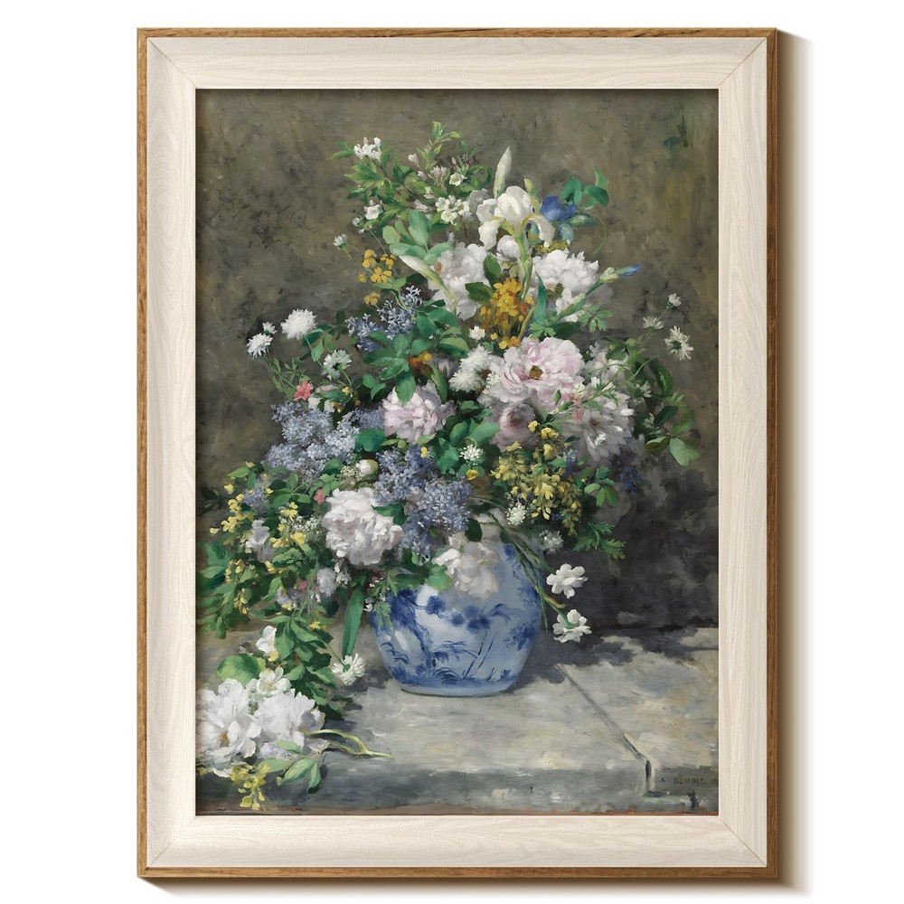 Framed Canvas Wall Art Vintage Floral Botanical Wall Decor Farmhouse Flower P…