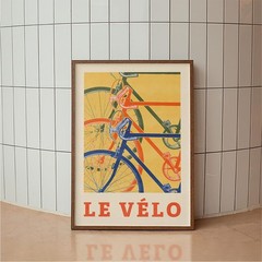 Le Vélo Vintage Cycling Poster, Retro Bicycle Wall Art, French Decor