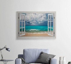Renditions Gallery Canvas Wall Art Home Decorations Fake Window View of Blue …
