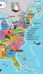 Kids United States Map | Wall Poster 13″ X 19″ US Map Premium Paper | 50 USA Sta