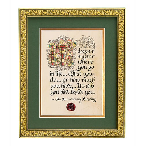 Celtic Card Company Irish Anniversary Blessing Print Gilded Frame Green