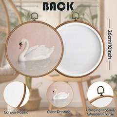 Swan Round Wall Art Decor – Vintage Animal Coquette Wall Art Canvas Frame Art…
