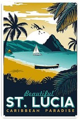Vintage Metal Tin Signs Travel St Lucia Caribbean Paradise Wall Art Hanging P…