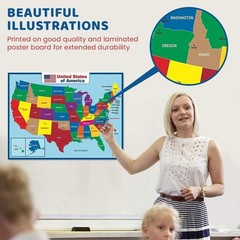 Waterproof 17×23 Double-Sided Educational Map – Perfect Gift for Home/Classroom