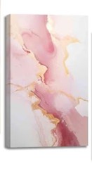 3 Piece Pink and Gold Abstract Marble Paint Pour Glicee Print on 11″x14″ Canvas
