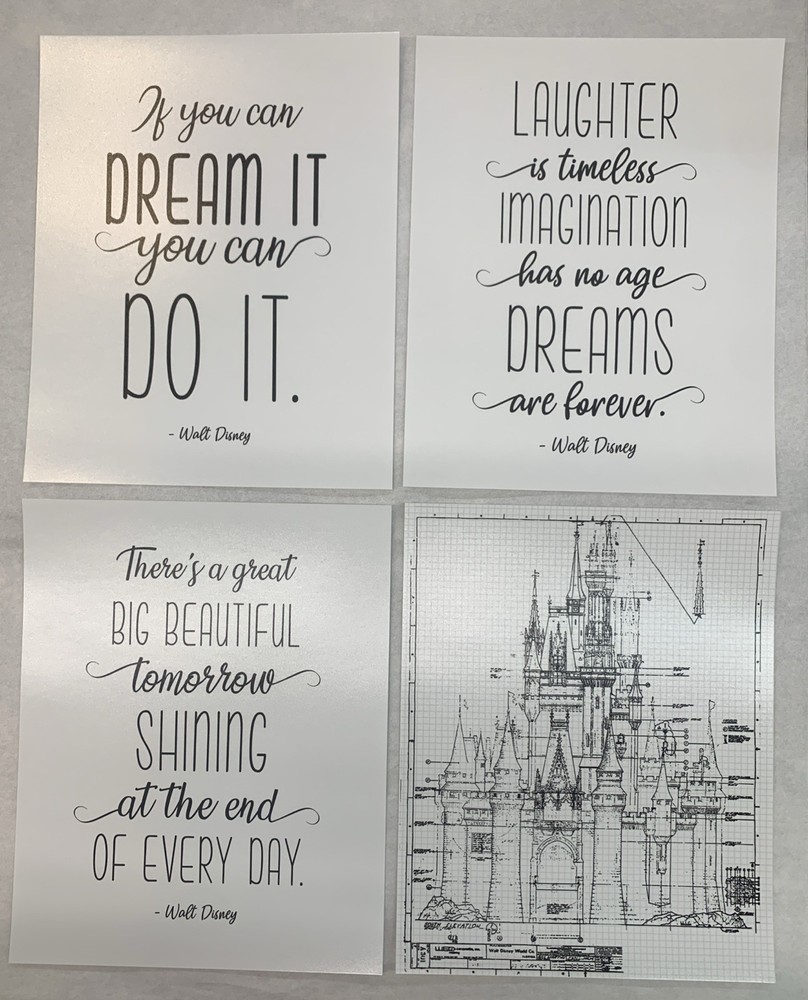 Set of 4 Unframed-8x10Inches Disney Inspirational Wall Art Decor Prints