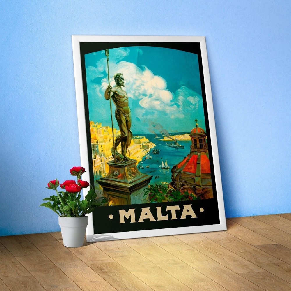 Malta, Valletta 1910s — retro travel poster, vintage travel art print
