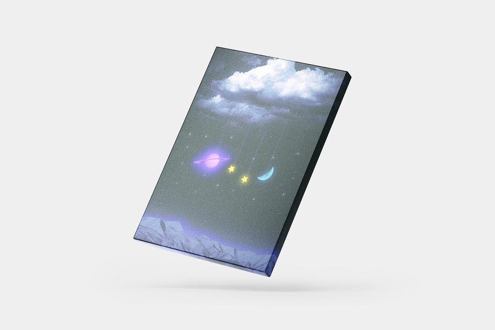 Enchanting Nighttime Sky Canvas Print – Celestial Cloud, Moon, and Stars