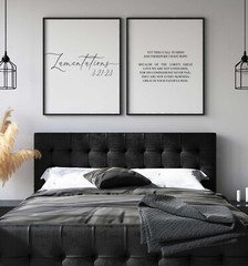 Lamentations 3:21-23, Bible Verse Quote, Set of 2 Poster Prints, Home Wall Decor