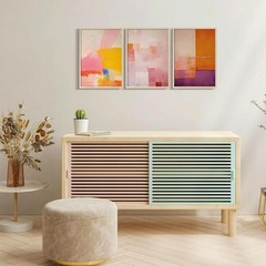 3Pcs Framed Color Blocks Canvas Wall Art Modern Abstract Pastel Prints Galler…